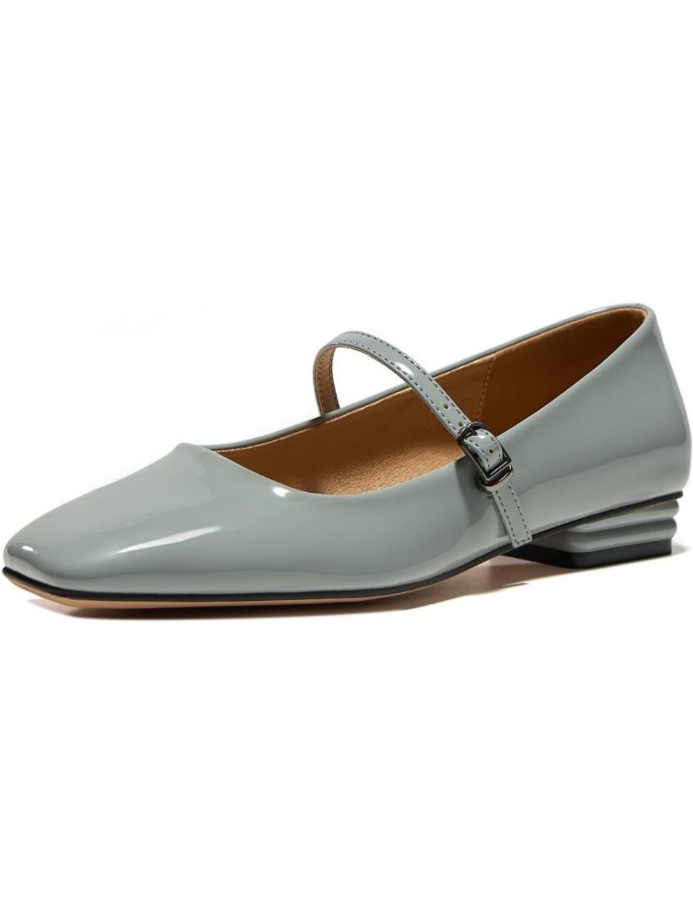 GotSoft Women's Blue Rubber Faux Leather Closed Toe Buckle Slip On Classy Shoes